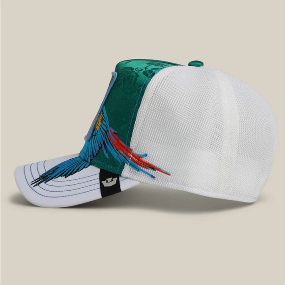Goorin Bros "Honduras Macaw" Parrot Bird GUAPO Embroidered Hat White Green NWT - Picture 6 of 9